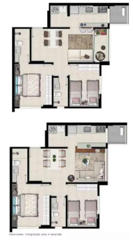 Planta de 64 m² do Uptown Home