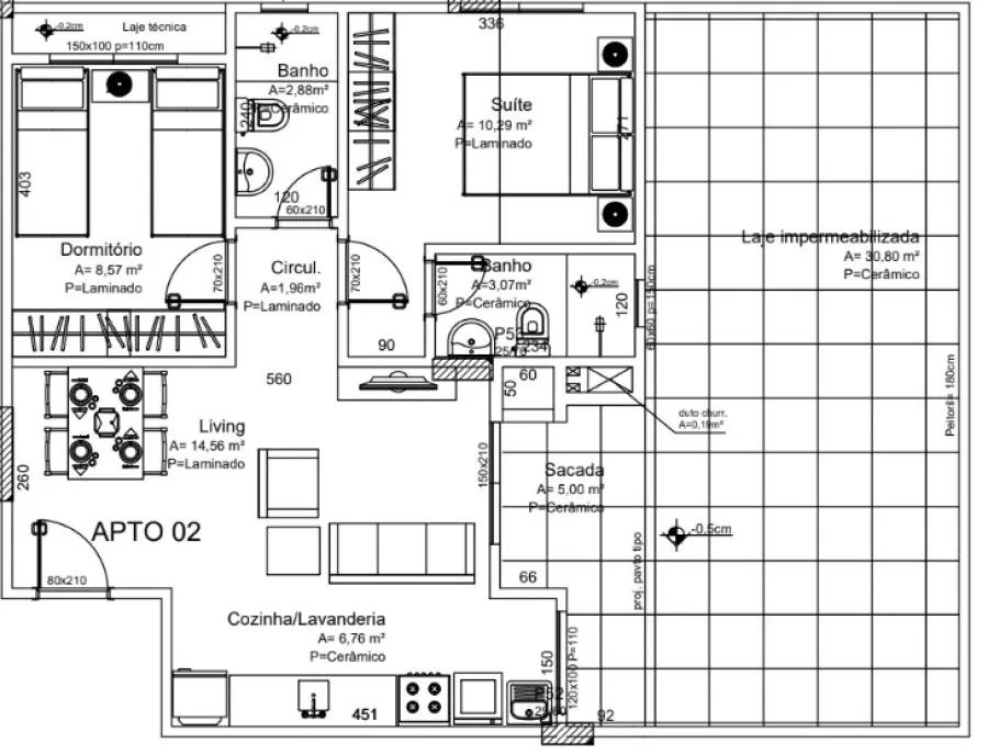 Planta do garden de 90m² do Due Vite