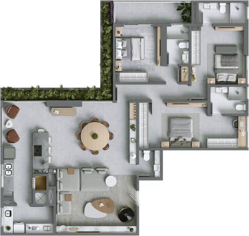 Planta do apartamento de 152.18m² do Hera Phacz House