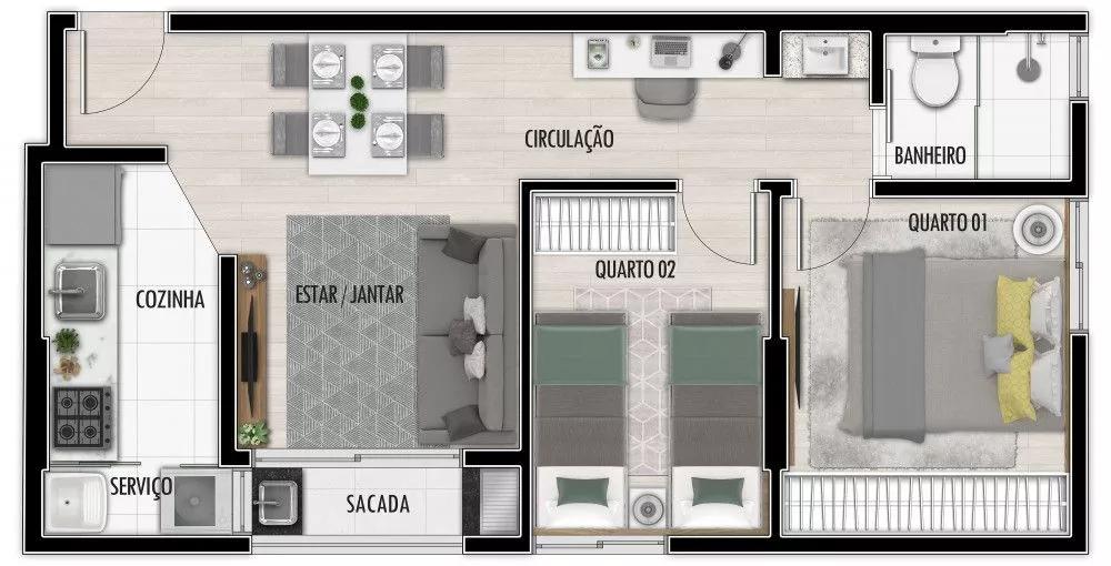 Planta do apartamento do Chronos Residence