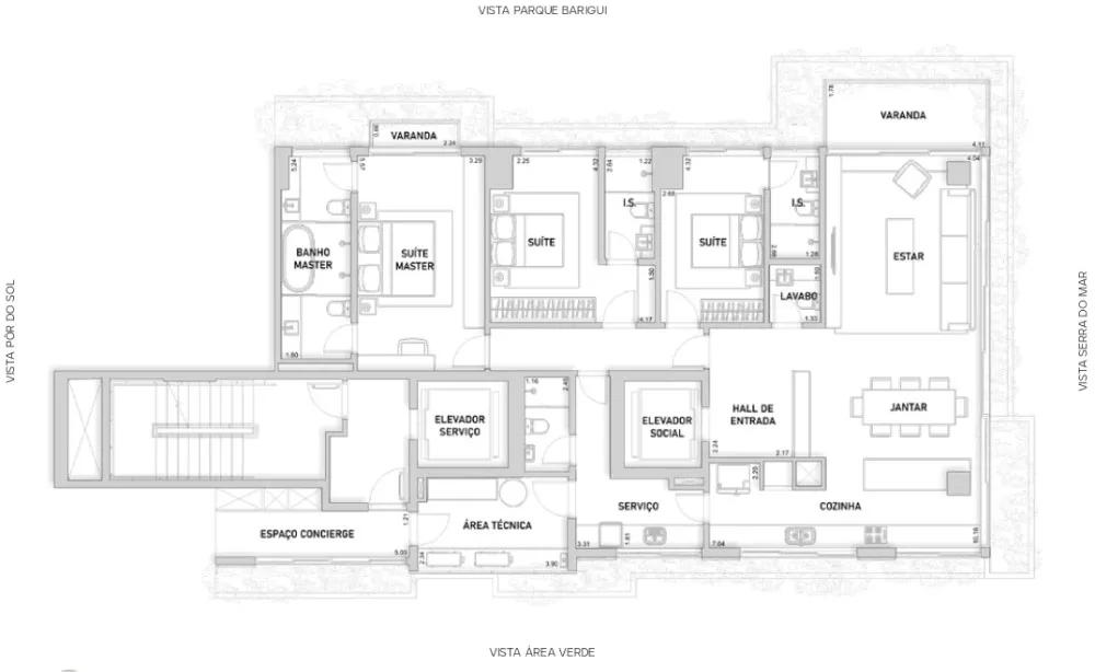 Planta do apartamento de 213m² do PACE