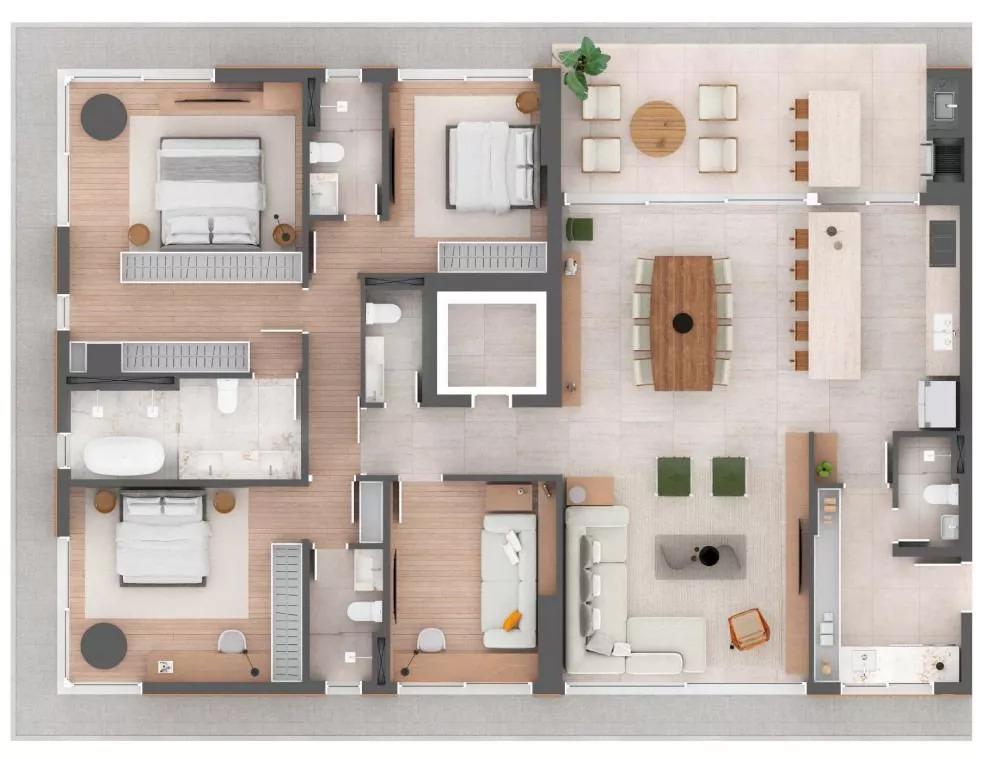 Planta do Apartamento de 211m² do Casa Nomaa