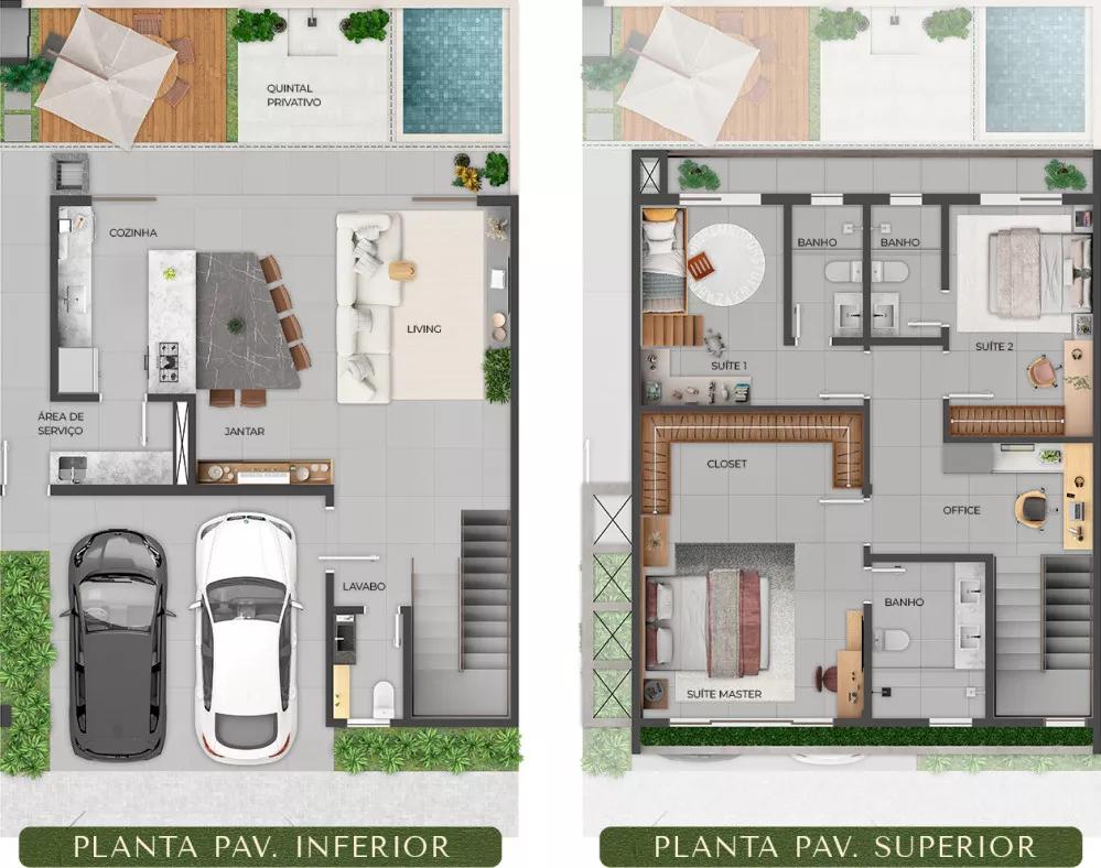 Planta de 178m² do Uniq Condomínio Horizontal