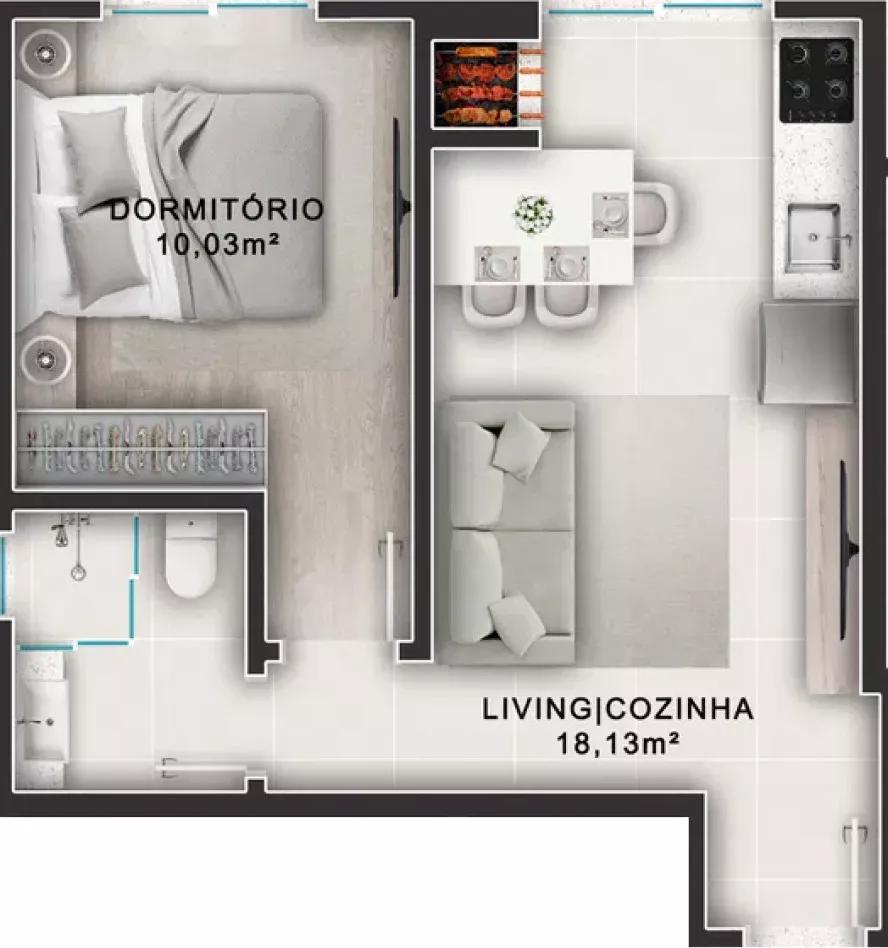 Planta de 35m² do Zenith residence