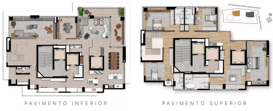 Planta duplex do 437 m² do Mai Terraces