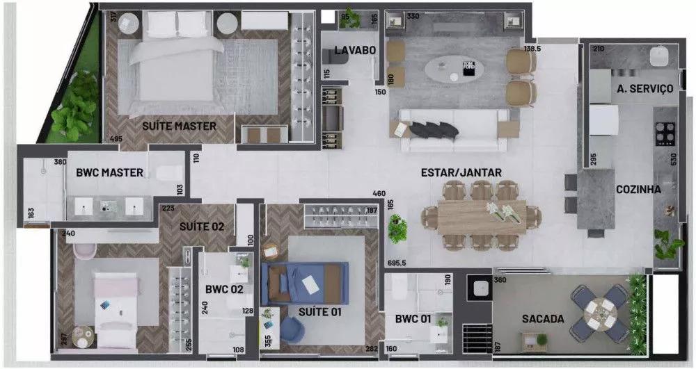 Apartamento planta 120,40m² Coppa