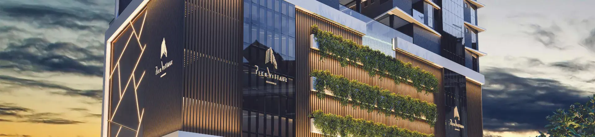 Fachada do Pier Village, da Excelência Incorporadora