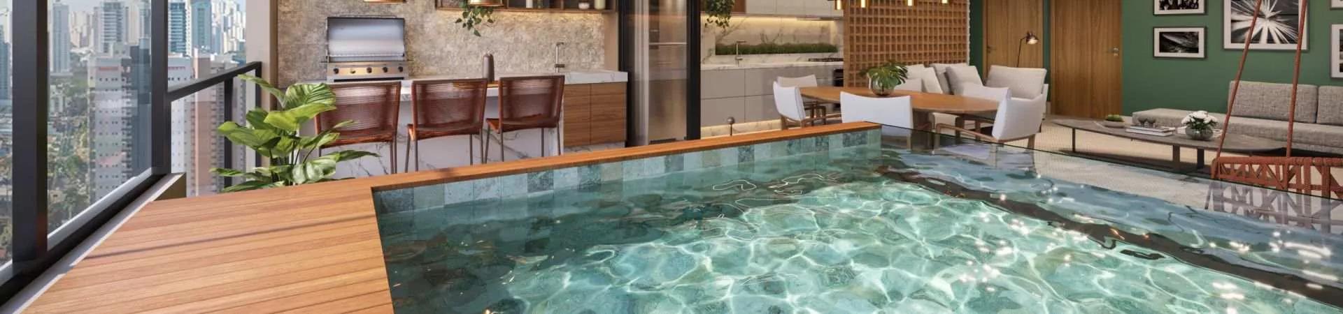 Varanda com piscina do Emirates Parque Flamboyant