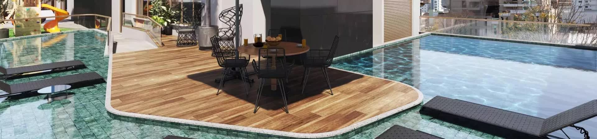 Piscina do Âmbar Residence, da Selcor Construtora