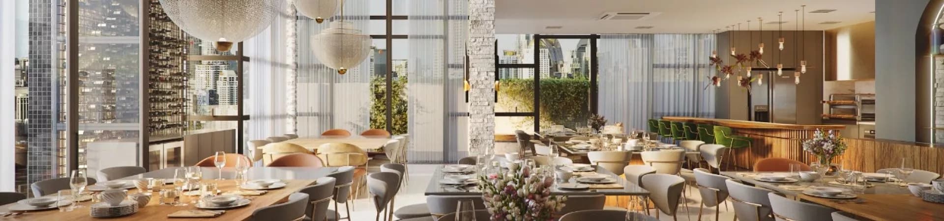 Salão de festas do Sparkling Wine Residence, da Pioneira