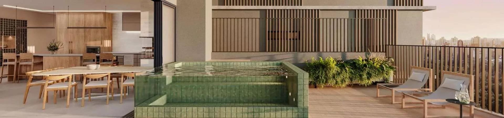 Varanda com piscina do Casa Conceito Praça do Sol